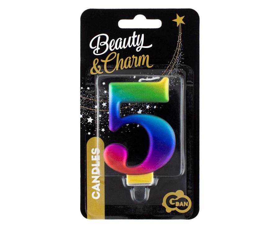 Świeczka cyferka 5, Galaxy 8cm GoDan